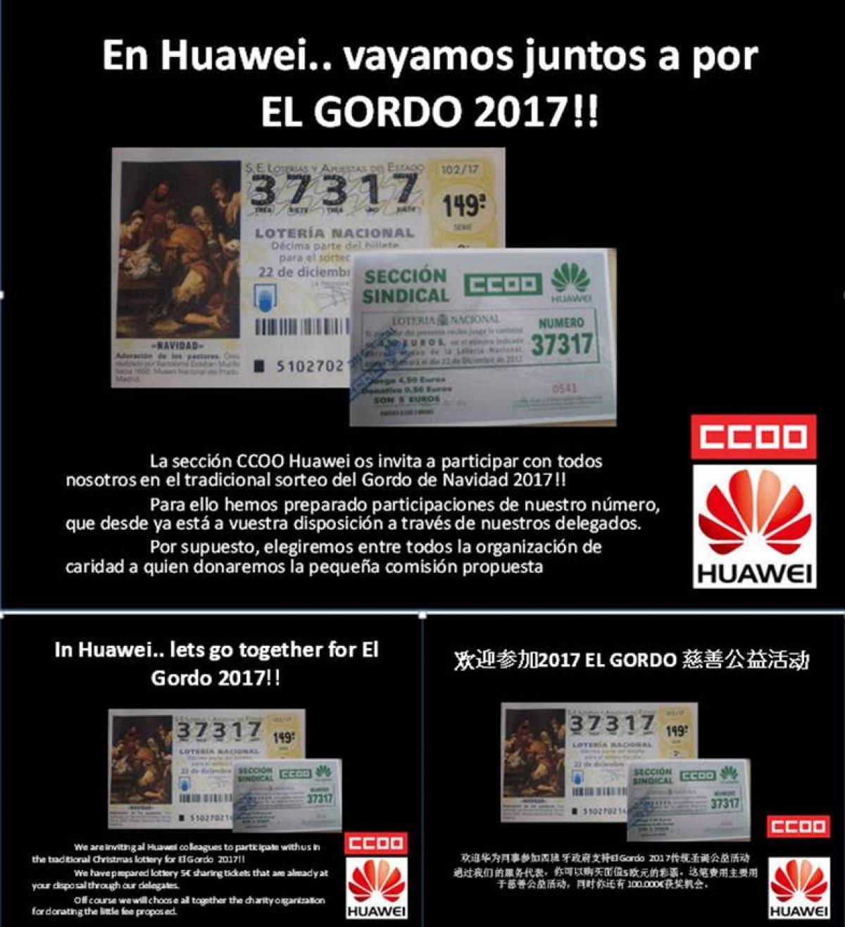 EL GORDO 2017!! Huawei CCOO Madrid.
