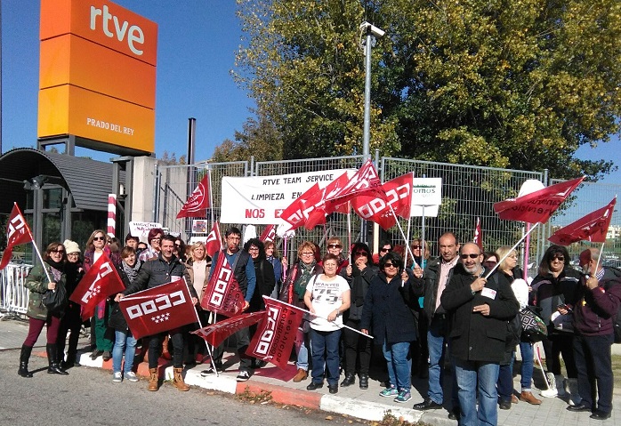 Masivo seguimiento en la huelga del servicio de limpieza de RTVE