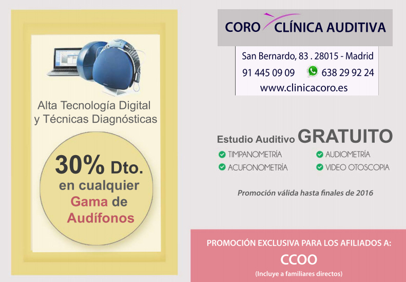 Oferta a afiliados a CCOO: clnica Coro 2016