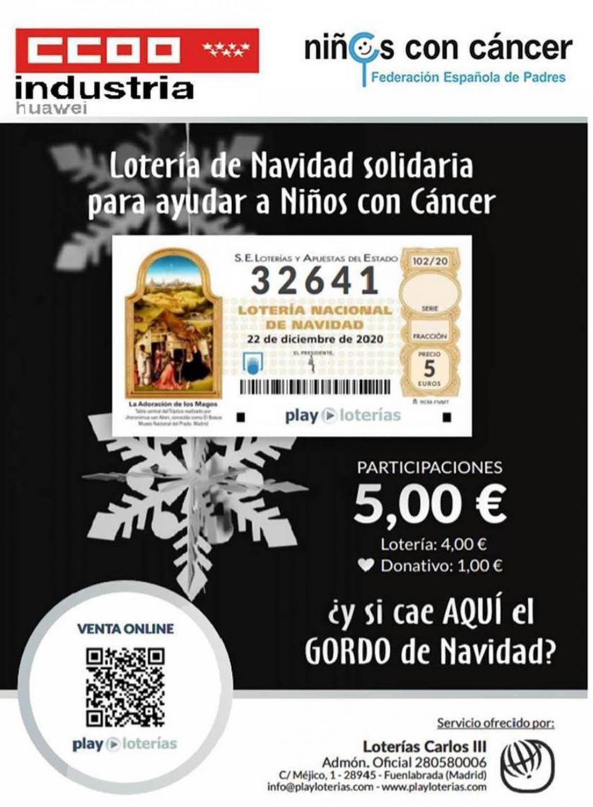 LOTERA DEL SORTEO DEL GORDO DE NAVIDAD con CCOO Huawei