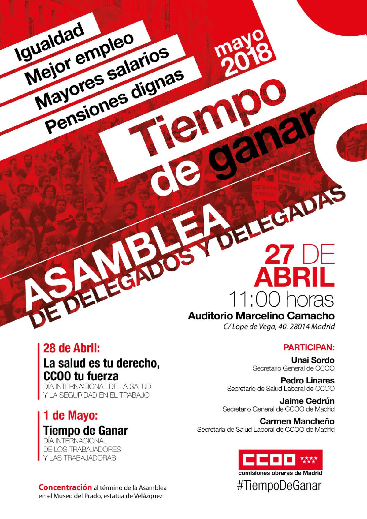 Asamblea delegados 1 mayo 28 abril