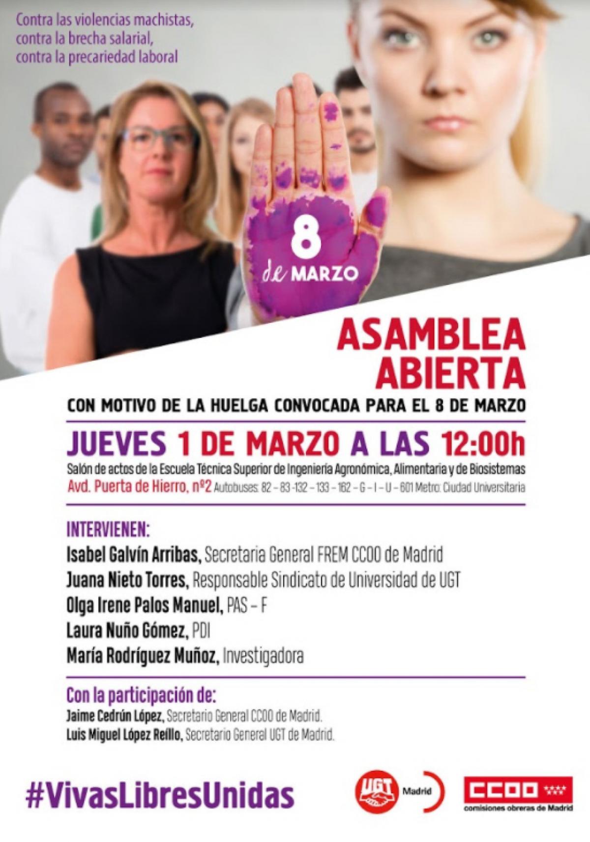 Asamblea abierta con motivo de la Huelga convocada para el 8 de marzo