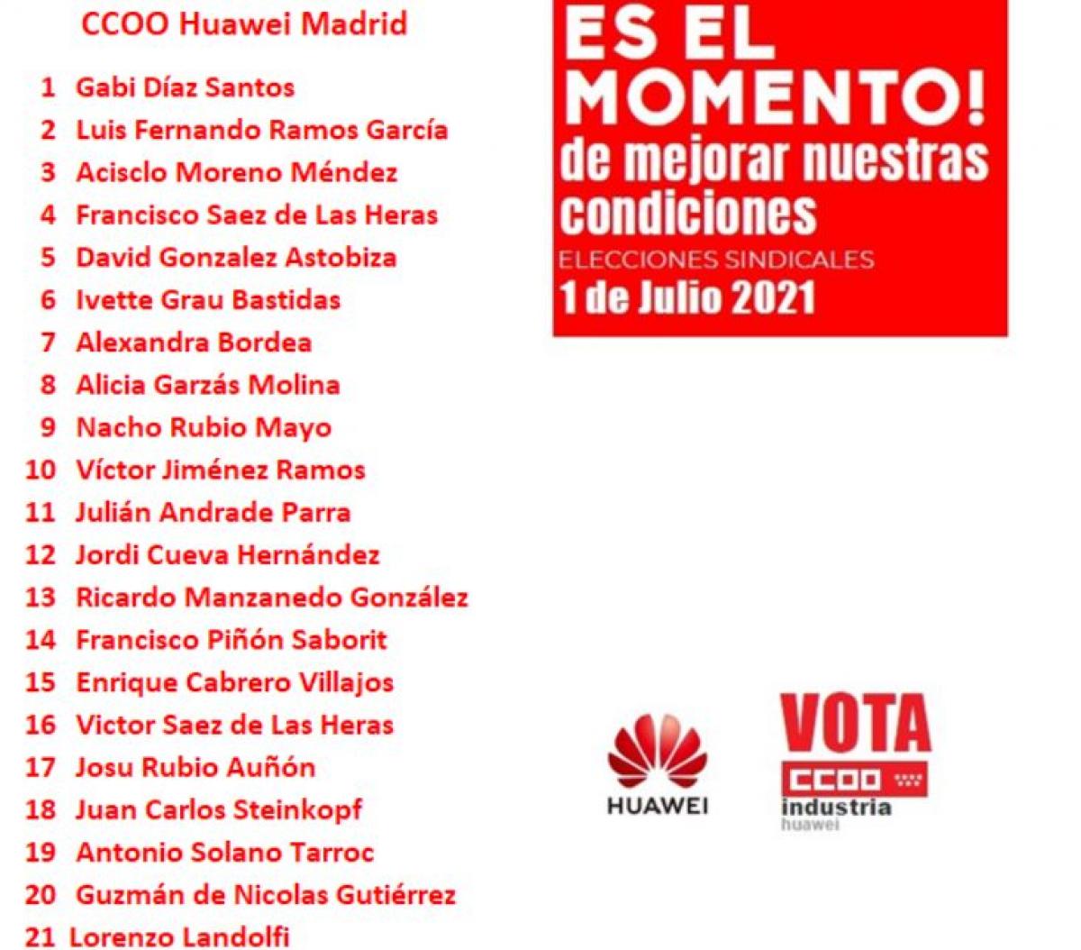 LISTA CCOO HUAWEI
