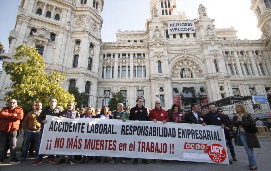 Concentracin contra las muertes por accidente laboral en Madrid
