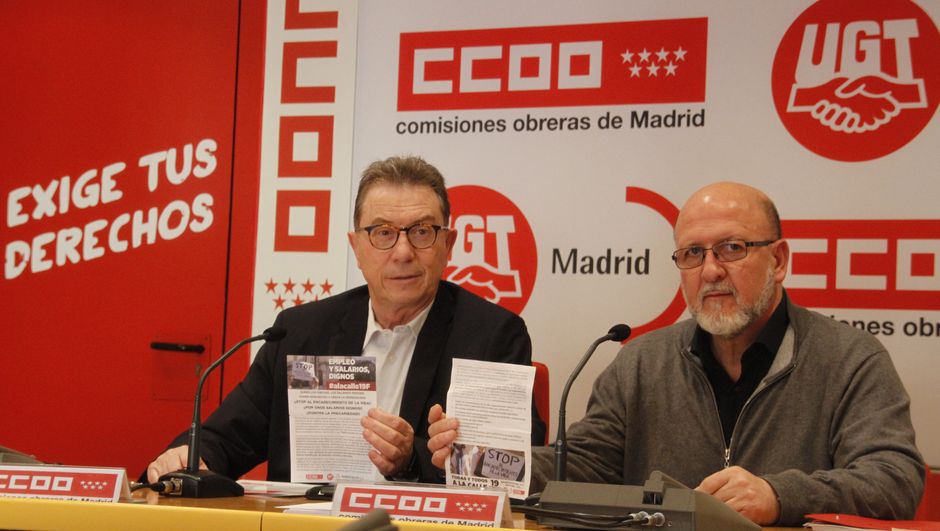Rueda de prensa de Jaime Cedrn (CCOO) y Luis Miguel Lpez (UGT)