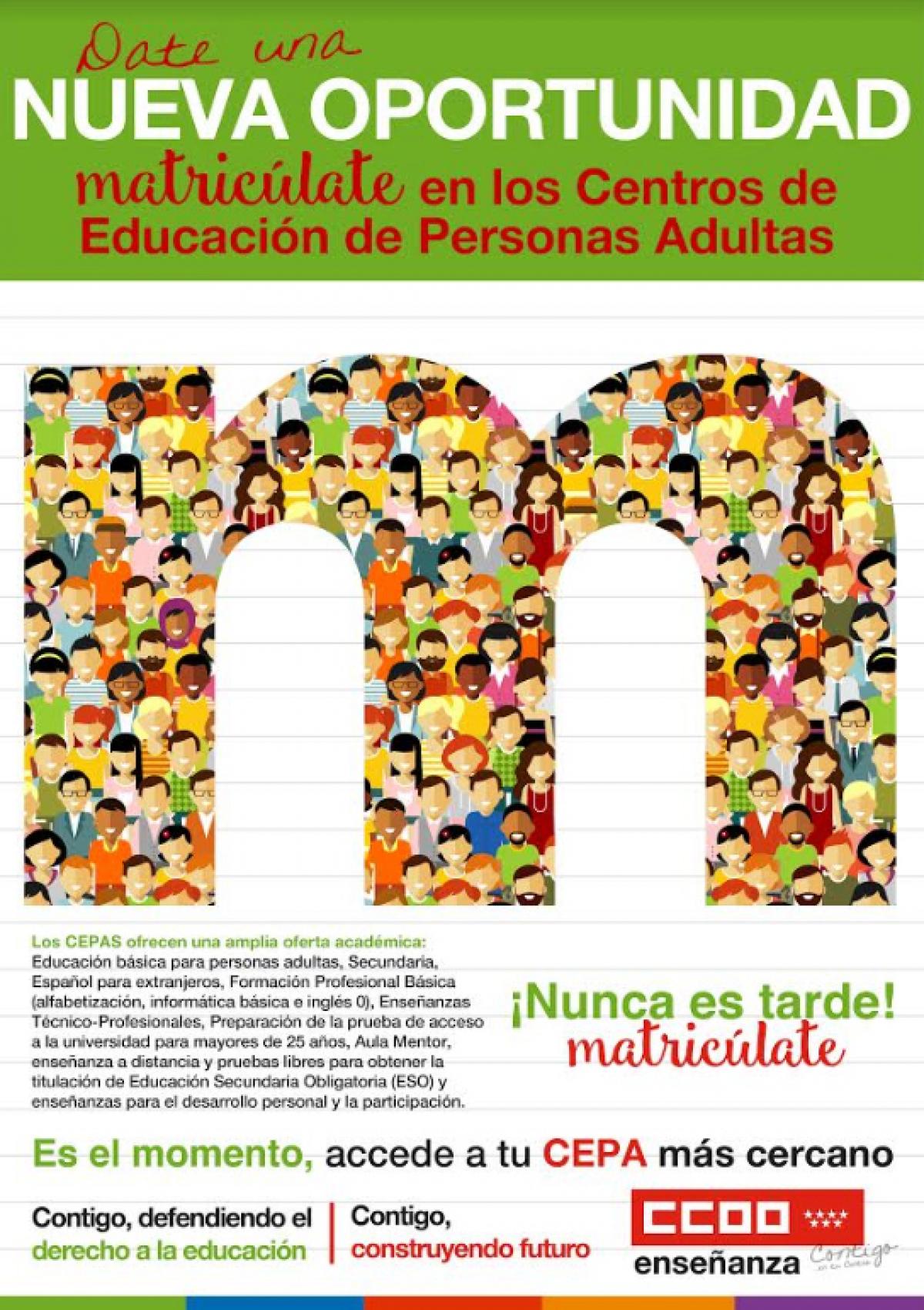 CCOO, con los Centros de Educacin de Personas Adultas