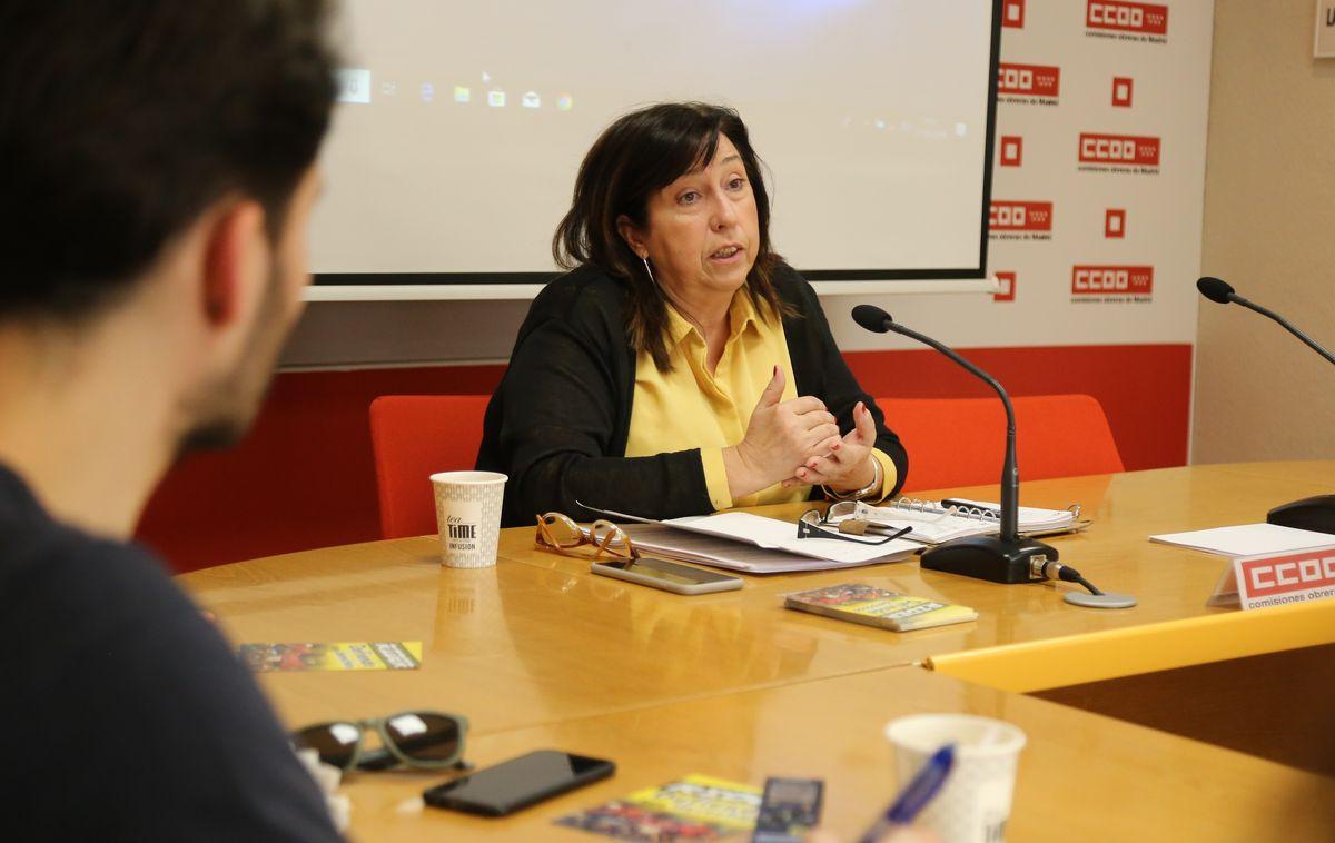 Asuncin Servant, secretaria de Accin Sindical, en la presentacin de la campaa