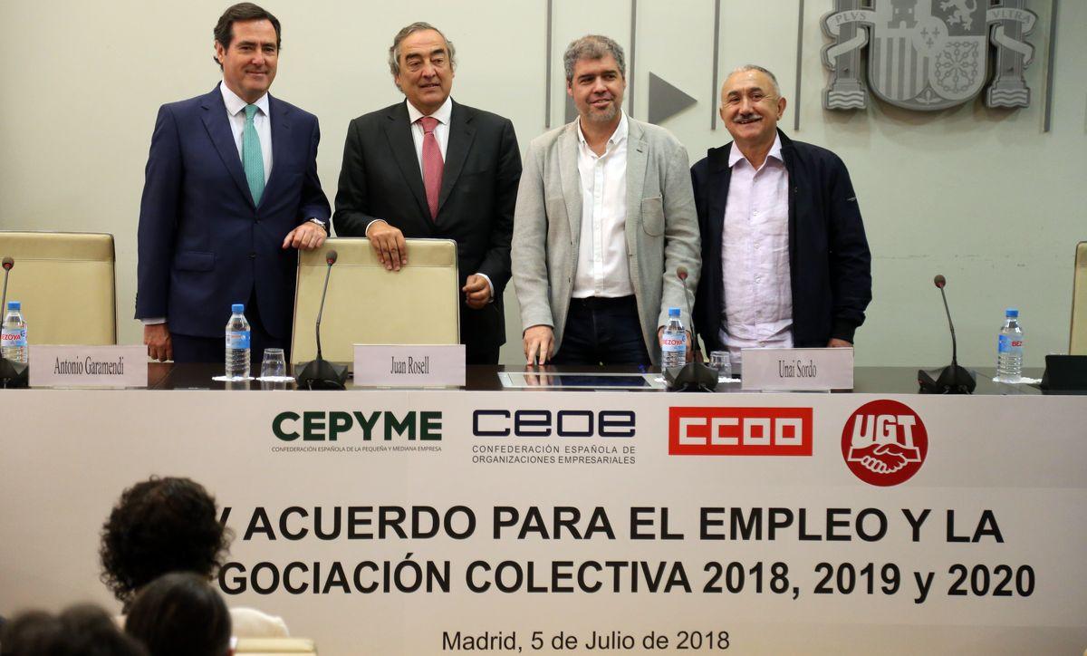 Garamendi, Rosell, Unai Sordo y Pepe lvarez