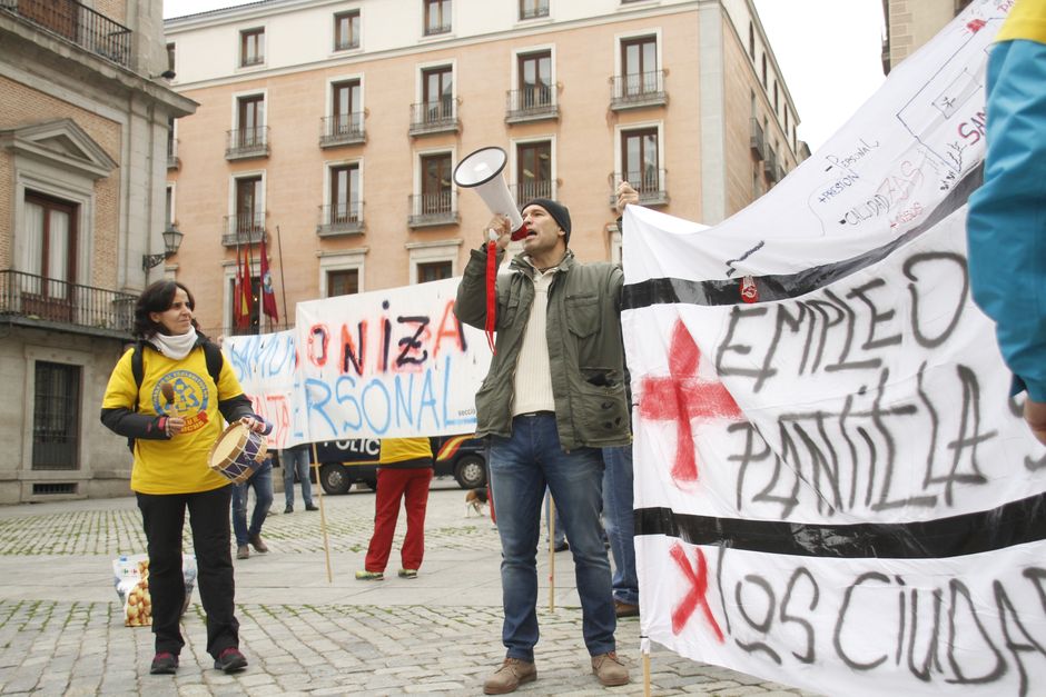 Concentracin de trabajadores de SAMUR Madrid, en la Plaza de la Villa