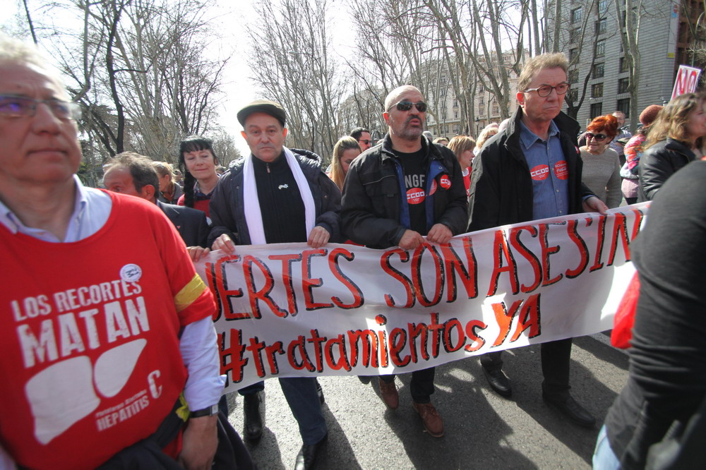 Marcha a las Cortes de afectados Hepatitis C, Madrid domingo 1-3-2015