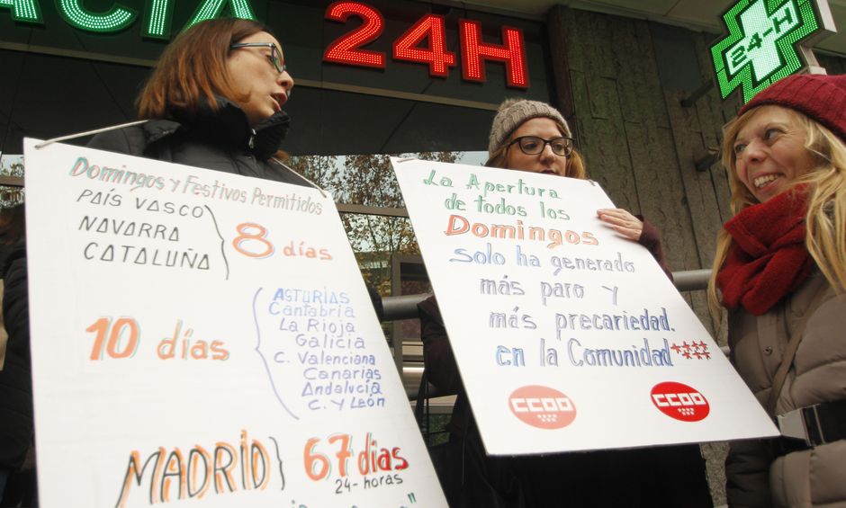 Protesta contra la liberalizacin de horarios comerciales en Madrid