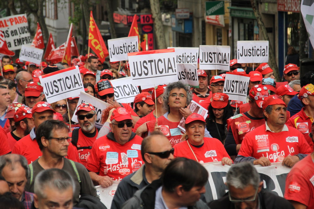 Manifestacin de trabajadores de CocaCola por Justicia en el Tribunal Supremo