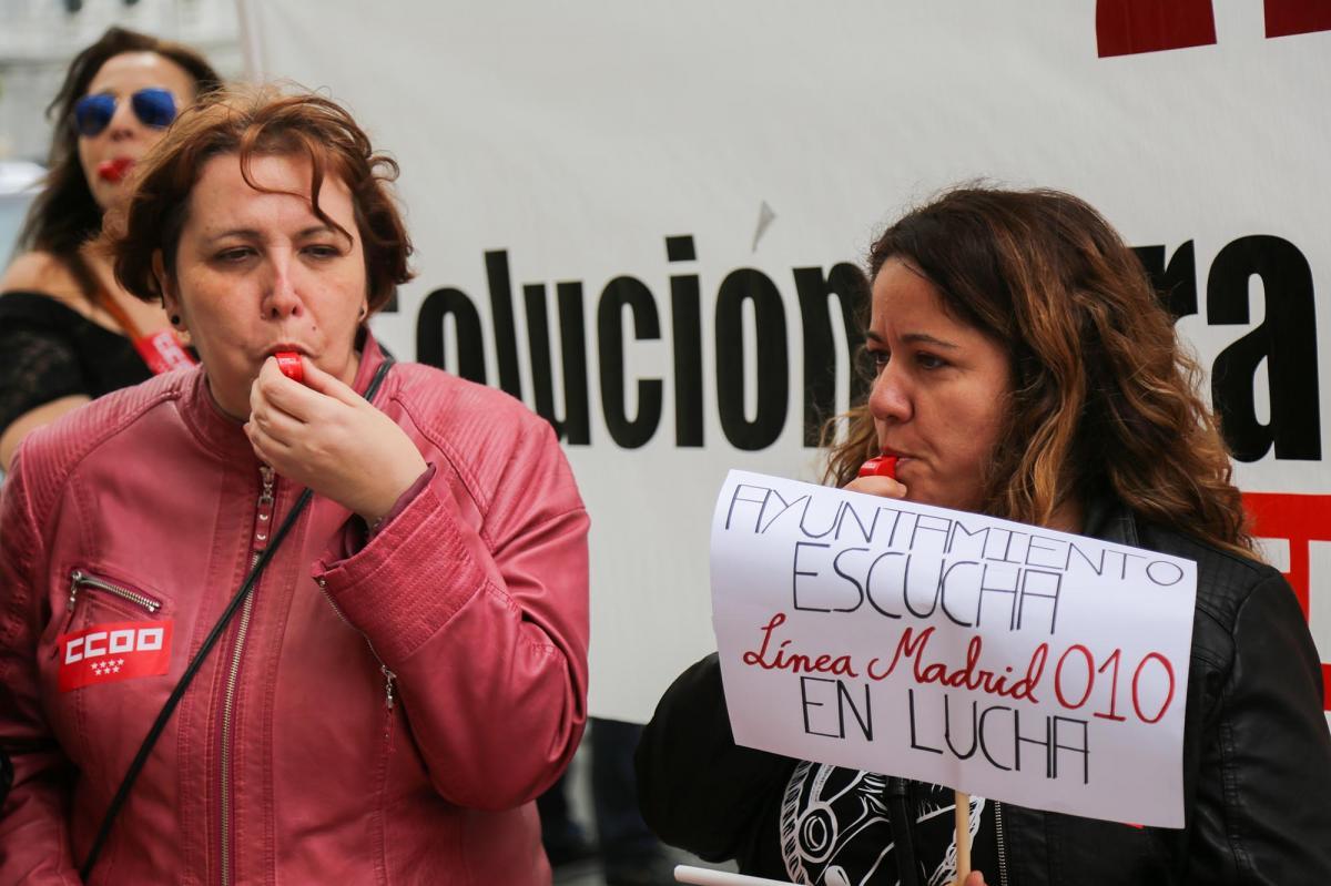 Protesta de la plantilla de Lnea Madrid (archivo)