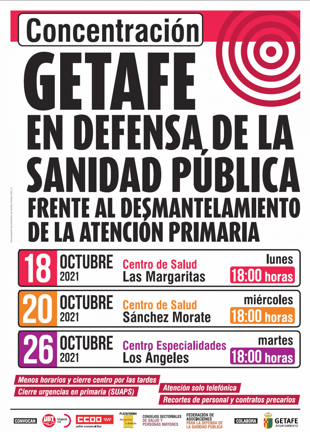 Cartel movilizaciones Getafe