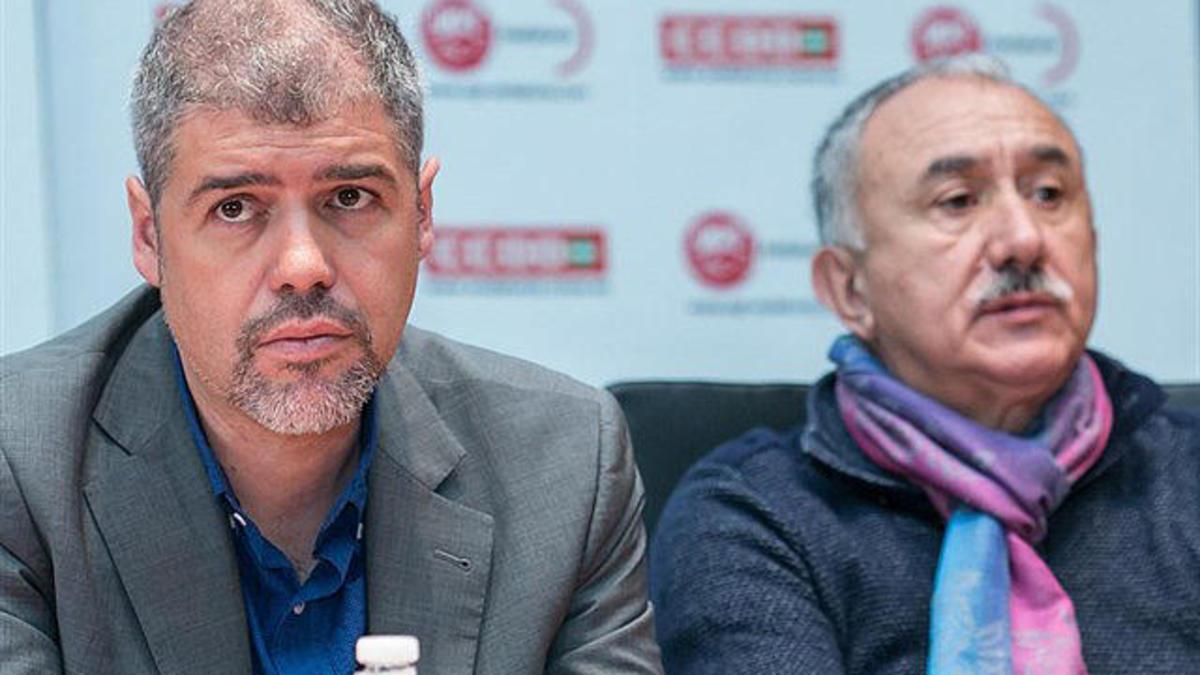 Unai Sordo (CCOO) y Pepe lvarez (UGT)